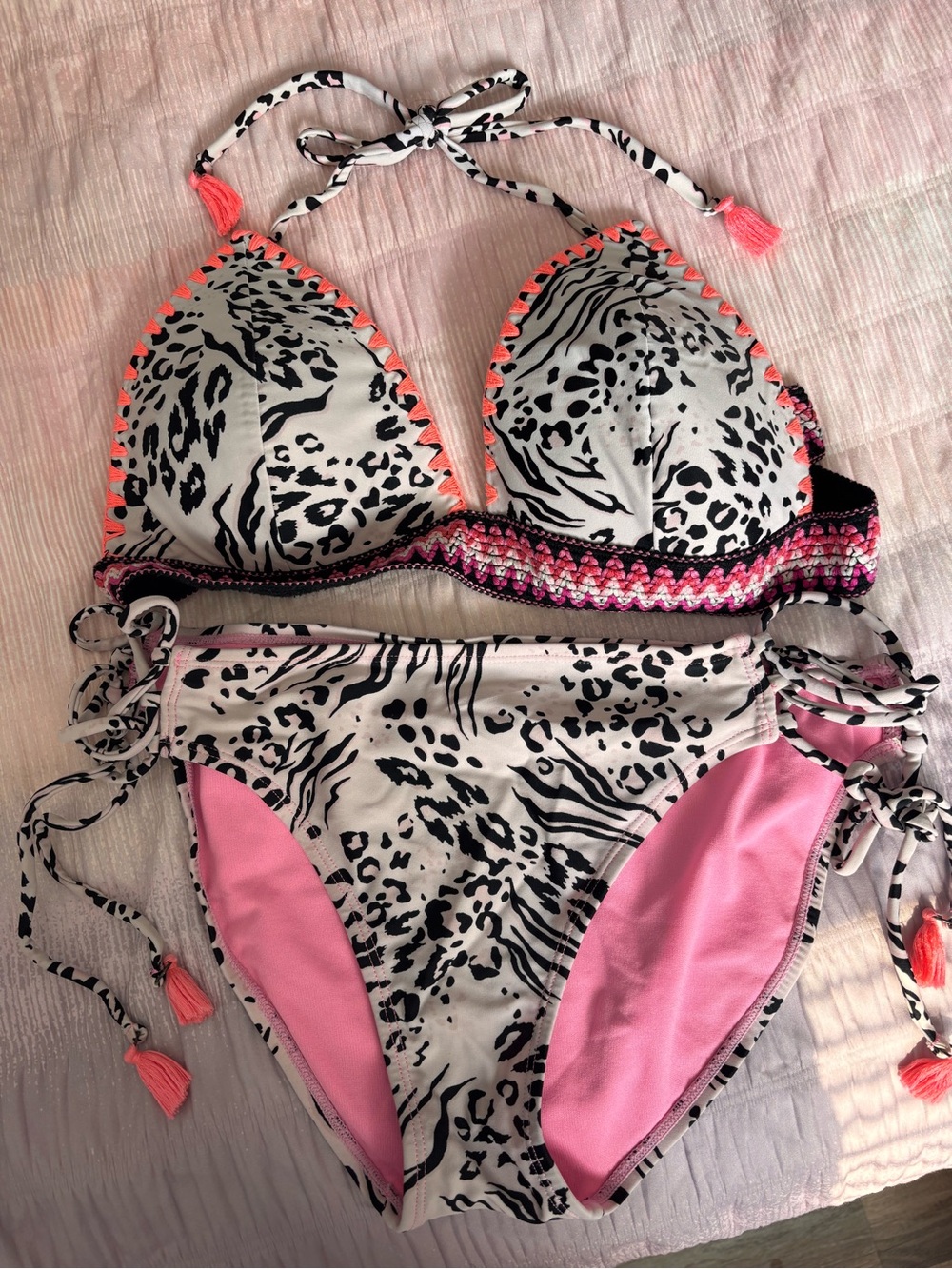 Hula Honey Pink and Black Animal Print Bikini Set